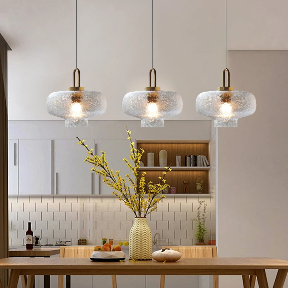 Modern Pendelleuchte Metall Glas Klar Wohnzimmer