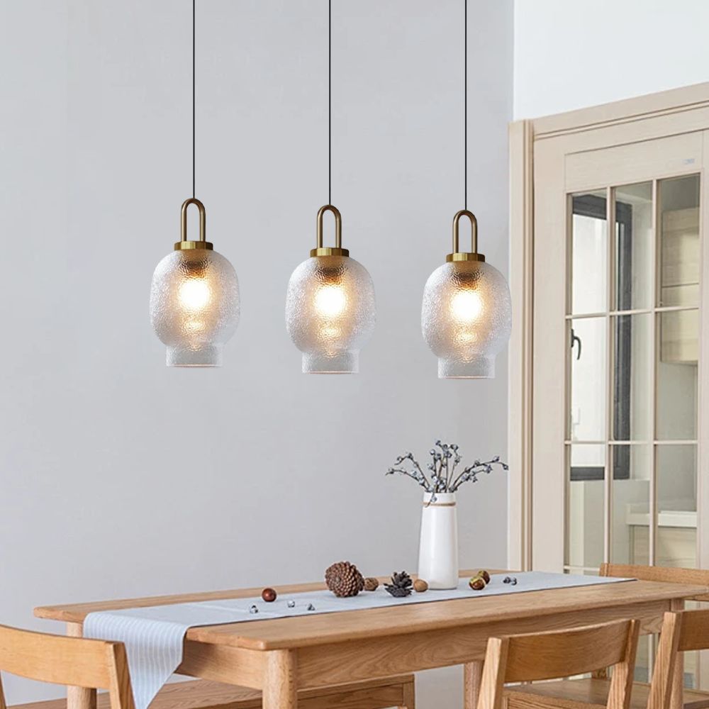 Modern Pendelleuchte Metall Glas Klar Wohnzimmer
