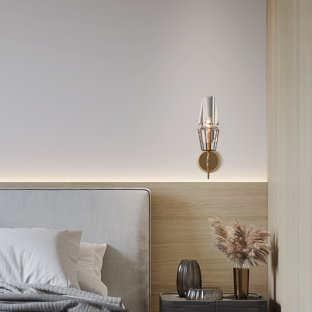  Vintage Wandleuchte LED Laterne Gold Metall/ Glas Wohn/Schlafzimmer