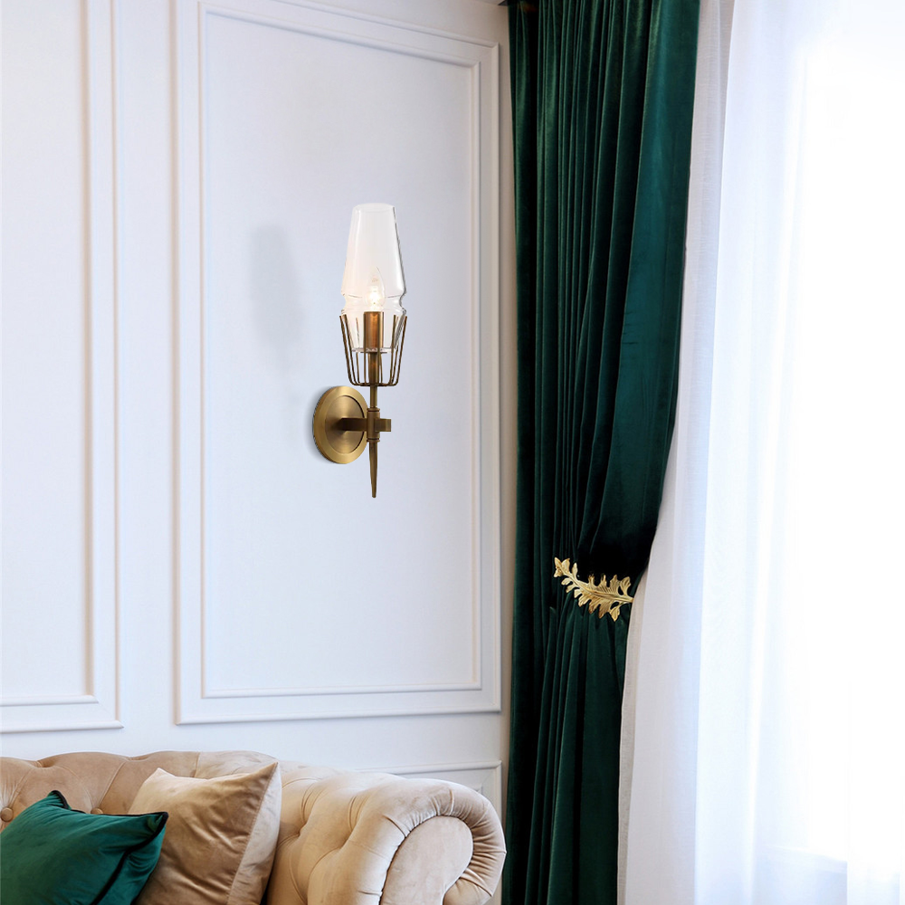  Vintage Wandleuchte LED Laterne Gold Metall/ Glas Wohn/Schlafzimmer
