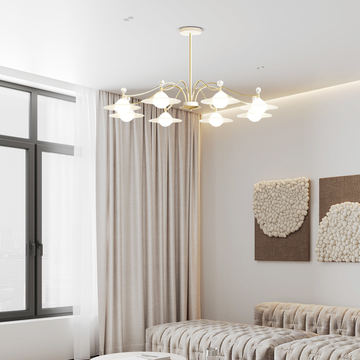 Modern Kronleuchter LED Metall Dendritisch Weiß Wohnzimmer