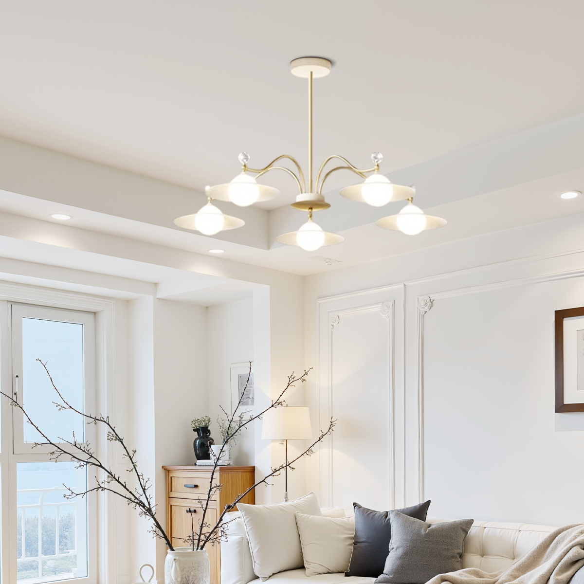 Modern Kronleuchter LED Metall Dendritisch Weiß Wohnzimmer