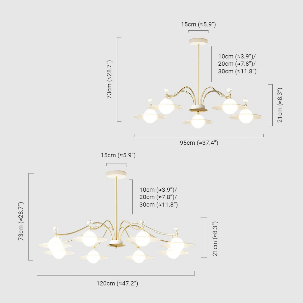 Modern Kronleuchter LED Metall Dendritisch Weiß Wohnzimmer