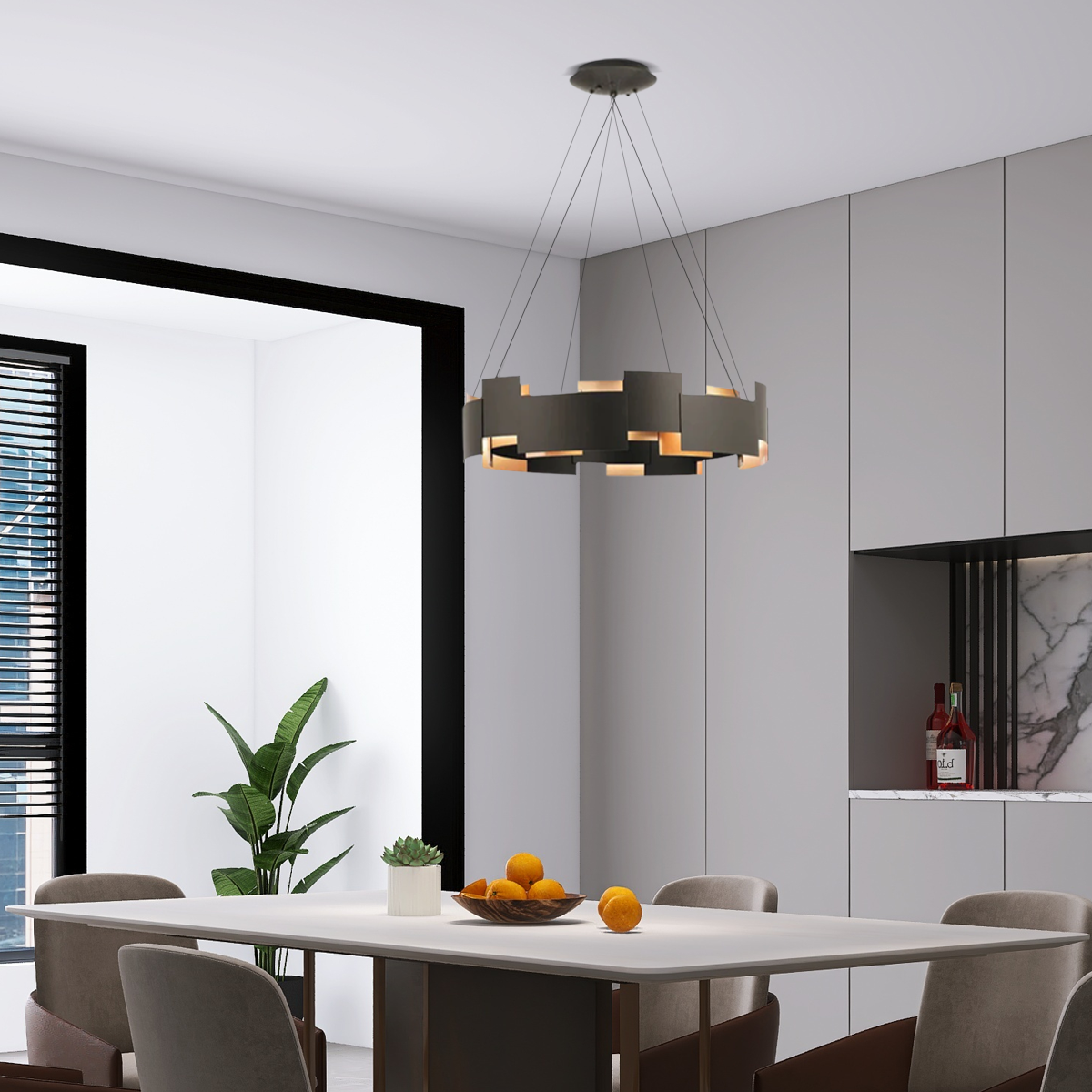 Industriell LED Pendelleuchte im Esszimmer
