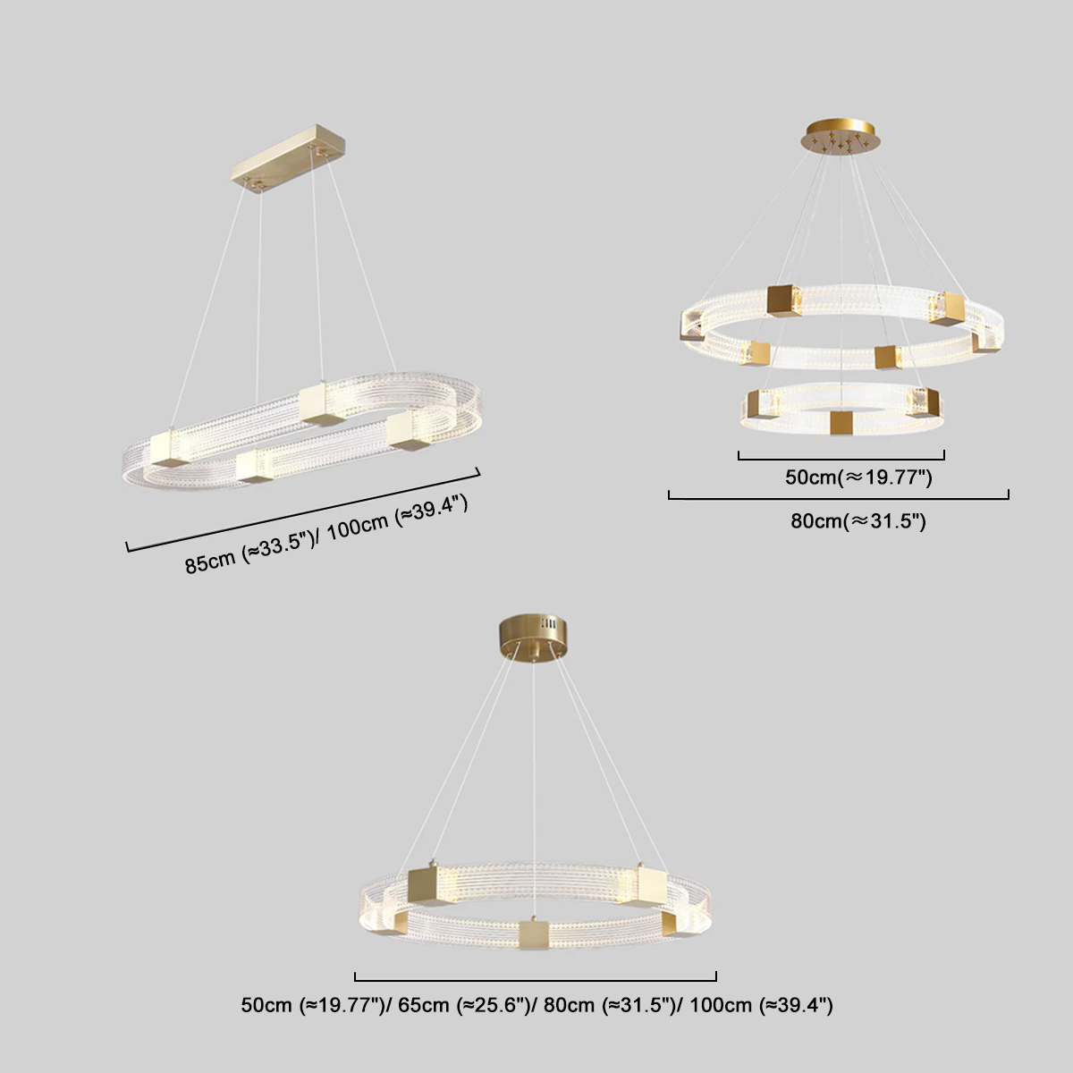 Modern Pendelleuchte LED Ring Gold Metall Wohnzimmer