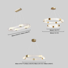 Modern Pendelleuchte LED Ring Gold Metall Wohnzimmer