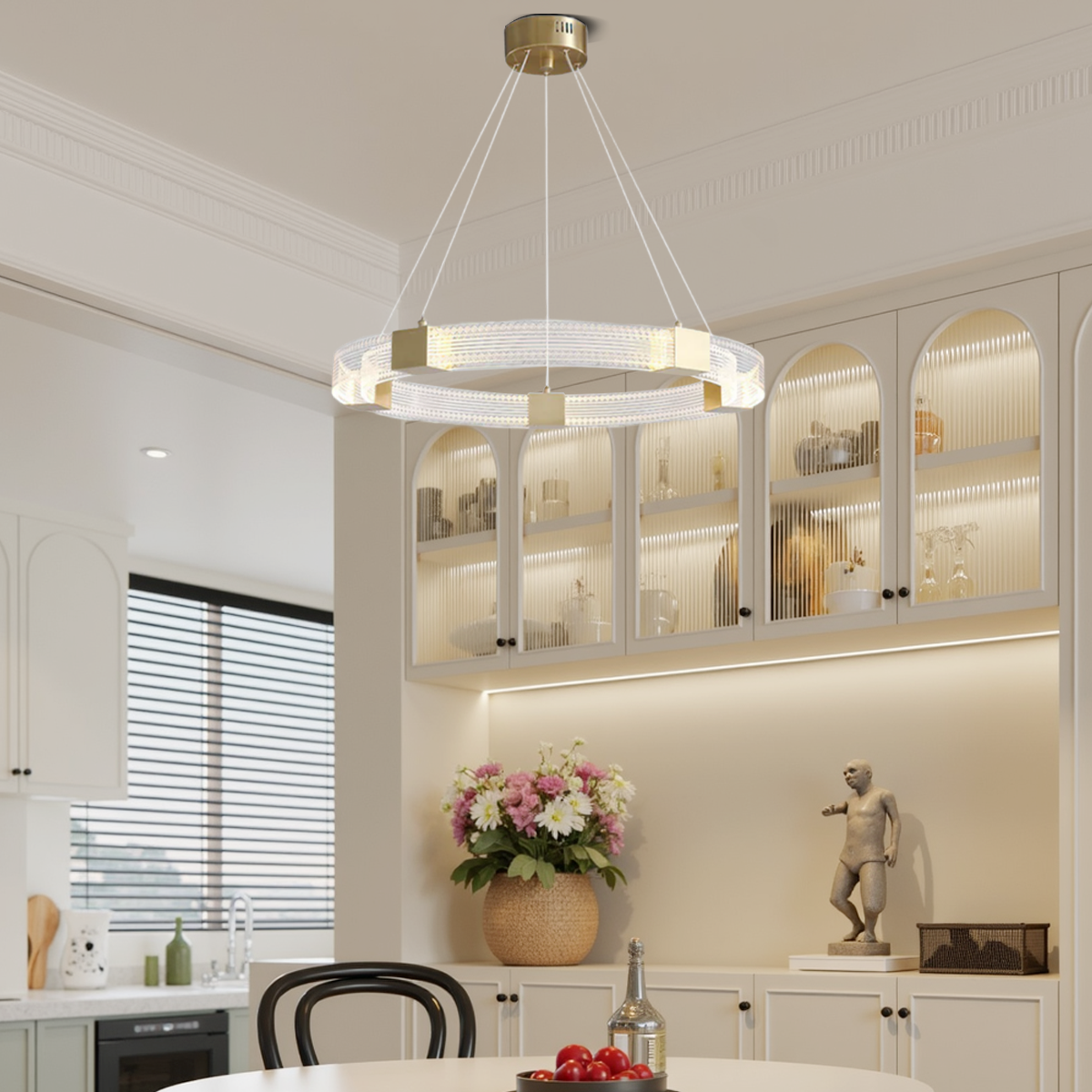 Modern Pendelleuchte LED Ring Gold Metall Wohnzimmer
