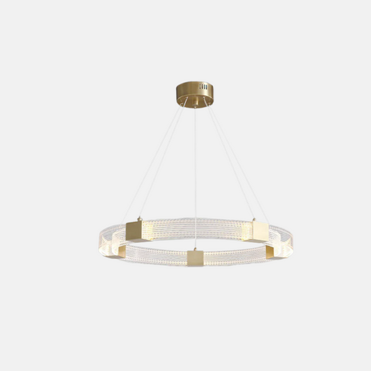 Modern Pendelleuchte LED Ring Gold Metall Wohnzimmer