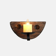 Retro Holz Halbkreis Braun Wandleuchte Wohmzimmer