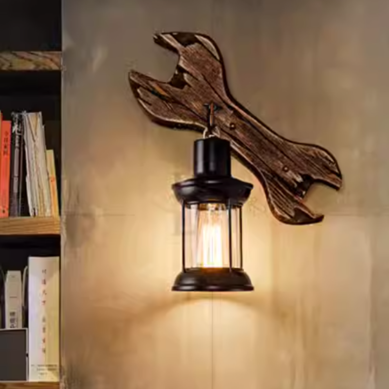 Vintage Wandlampe Metall Schwarz Wohnzimmer