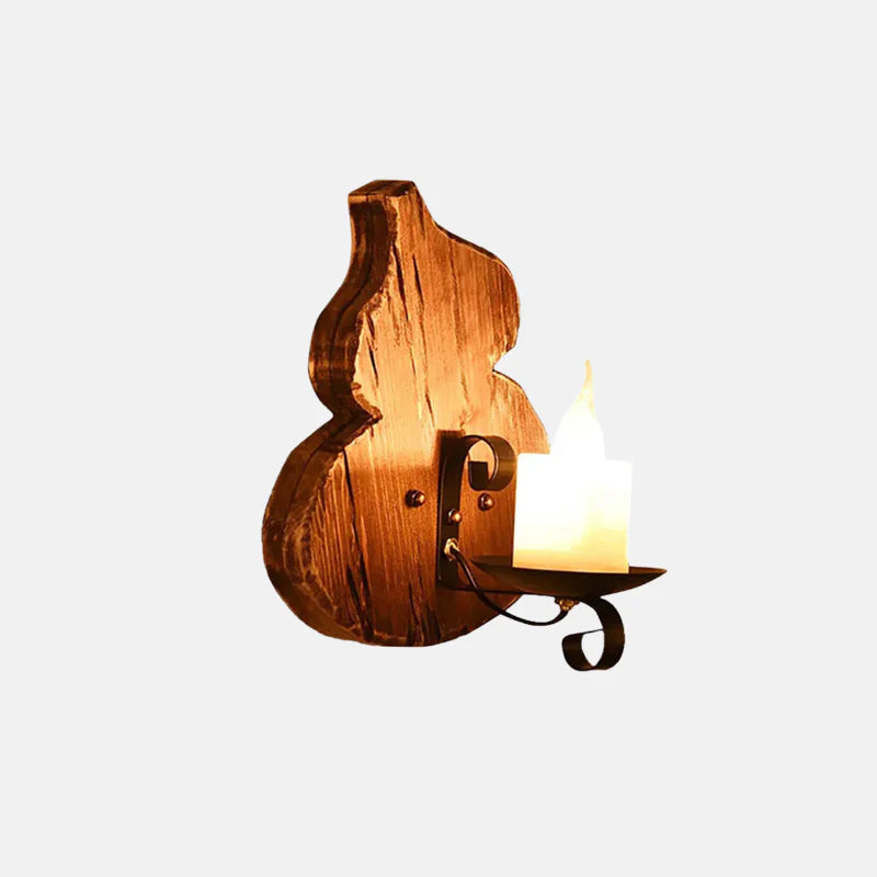 Vintage Wandleuchte Holz Braun Wohnzimmer