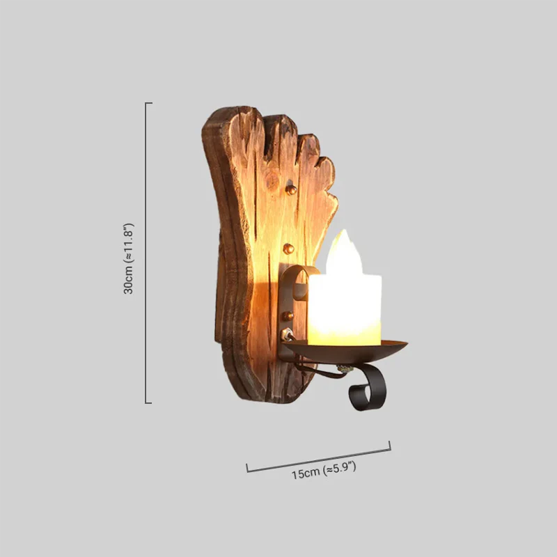Vintage Wandlampe Metall/Holz Holzfarbe Wohnzimmer