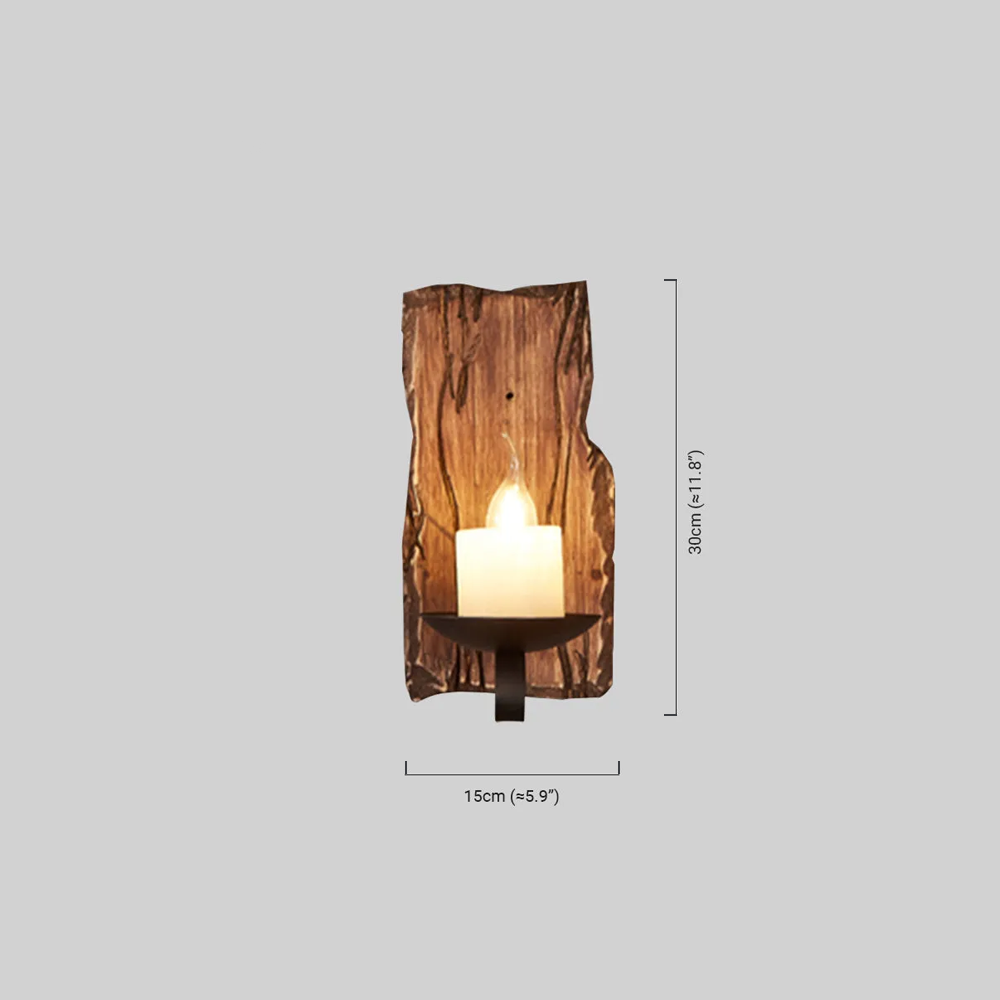 Vintage Wandleuchte Holz Metall Holz Rechteckig Kerze Wohnzimmer