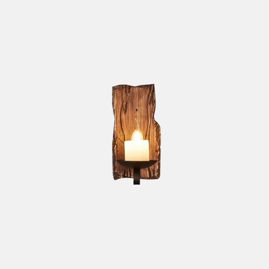 Vintage Wandleuchte Holz Metall Holz Rechteckig Kerze Wohnzimmer