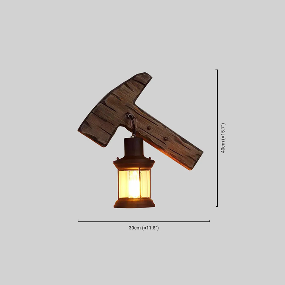 Vintage Wandlampe Holz Metall Holz Laterne Wohnzimmer