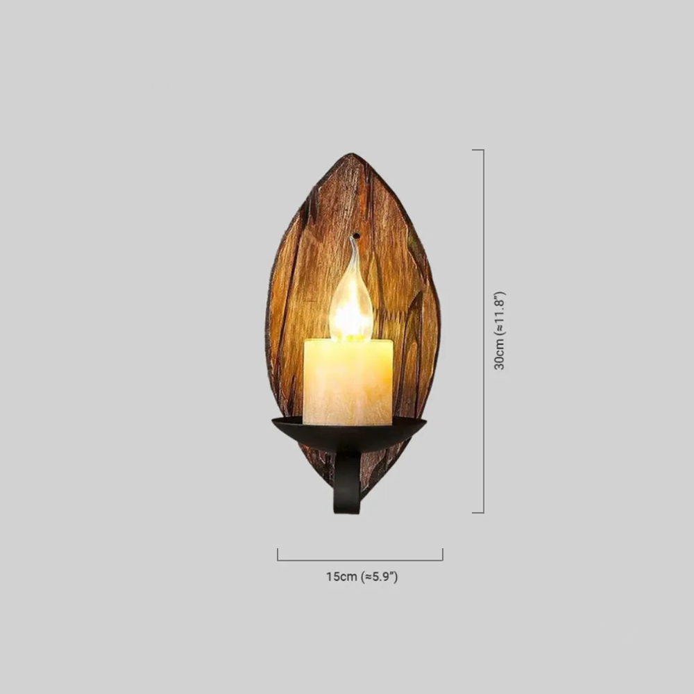 Vintage Wandleuchte Holz Metall konisch Burlywood Esszimmer