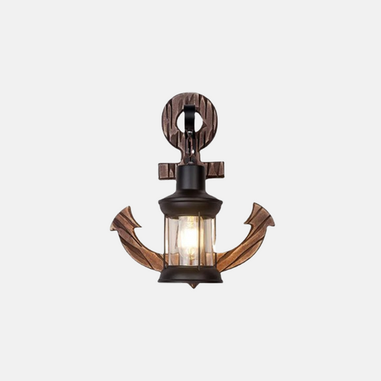 Vintage Wandlampe Holz Braun Metall Holz Wohnzimmer