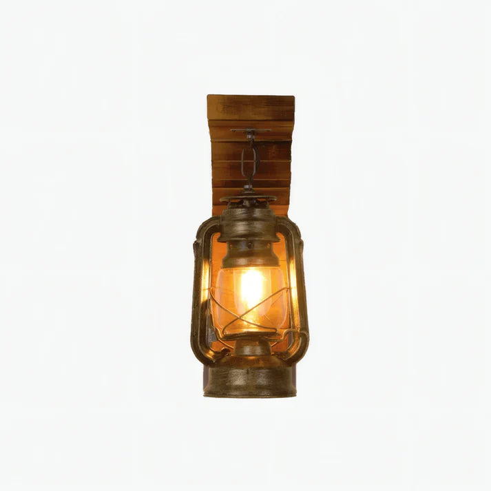Vintage Wandlampe Holz Metall Braun Schlafzimmer