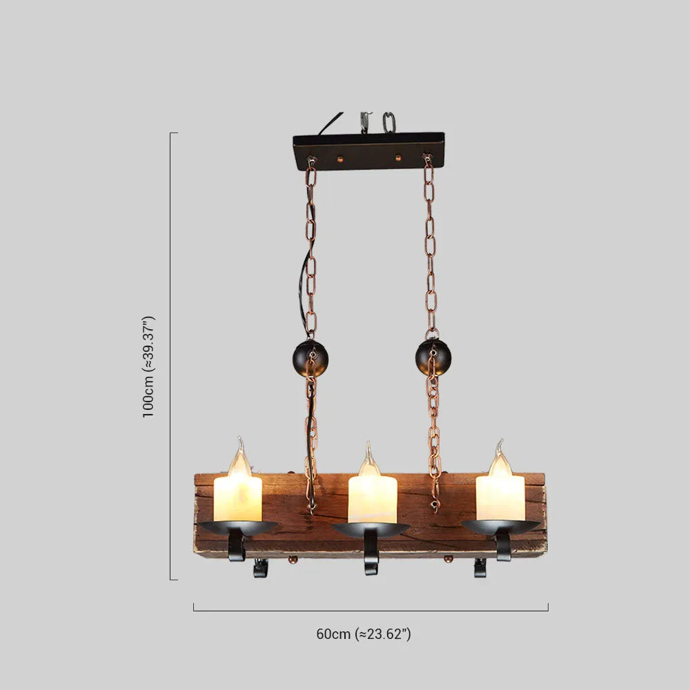 Vintage Pendelleuchte Nussbaum Metall Holz Rechteckig Schlafzimmer
