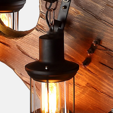 Vintage Pendelleuchte Schwarz Metall Holz Uneben Burlywood Esszimmer