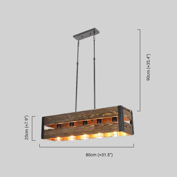 Retro Pendelleuchte Metall Holz Braun Wohnzimmer