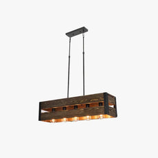 Retro Pendelleuchte Metall Holz Braun Wohnzimmer