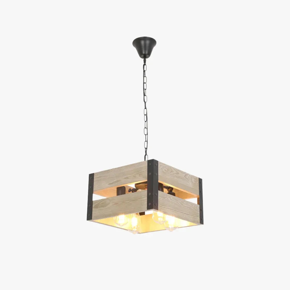 Retro Pendelleuchte Holz Schwarz Wohnzimmer