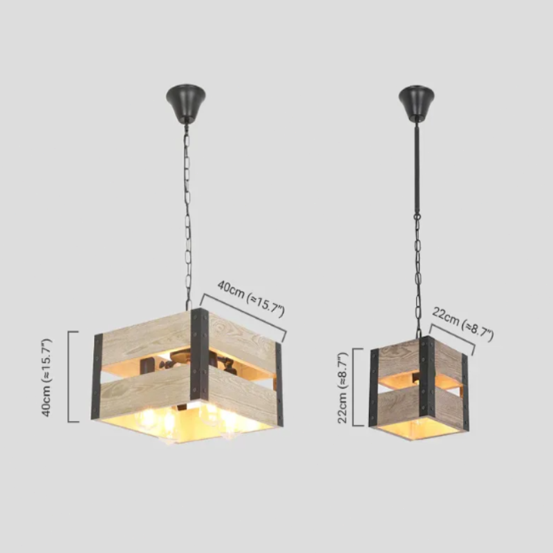 Retro Pendelleuchte Holz Schwarz Wohnzimmer