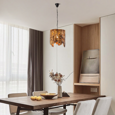 Vintage Pendelleuchte Naturholz Metall Holz Sternenhimmel Esszimmer
