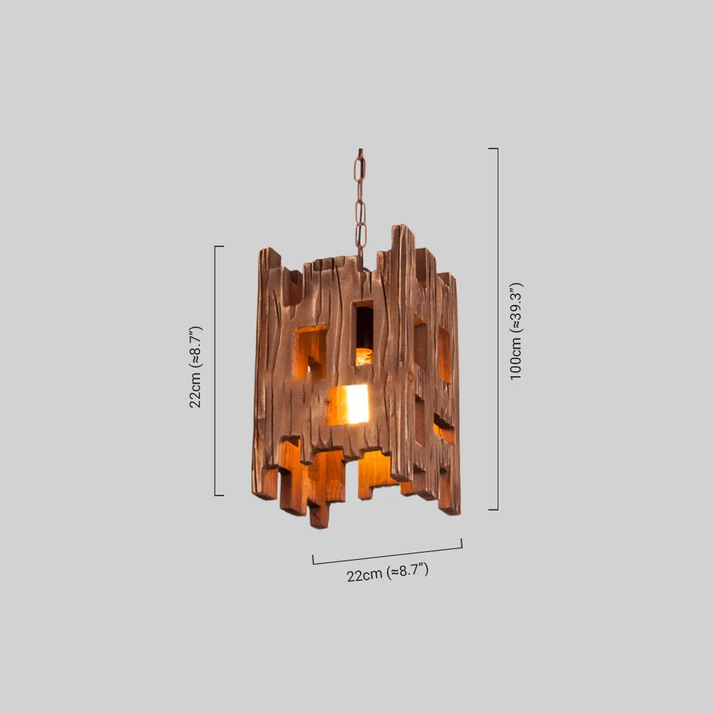 Retro Pendelleuchte Holz Metall Holz Rechteckig Esszimmer