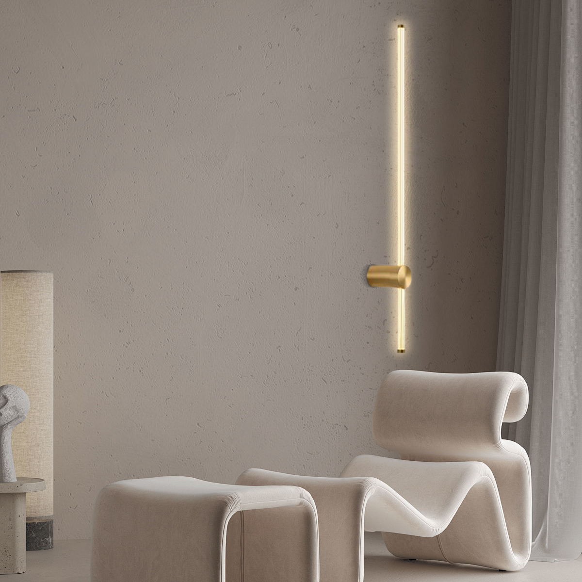 Minimalistische Wandleuchte Gold Metall Acryl Linear Kupfer Nickel Esszimmer