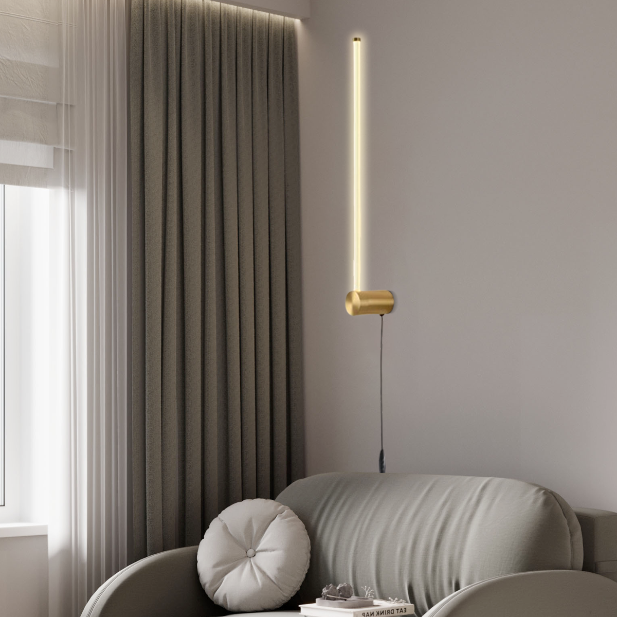 Minimalistische Wandleuchte Gold Metall Acryl Linear Kupfer Nickel Esszimmer