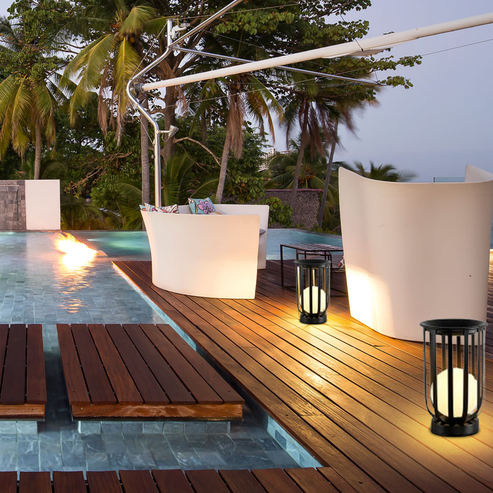 Moderne Wegelampe Schwarz Metall Laterne Außen