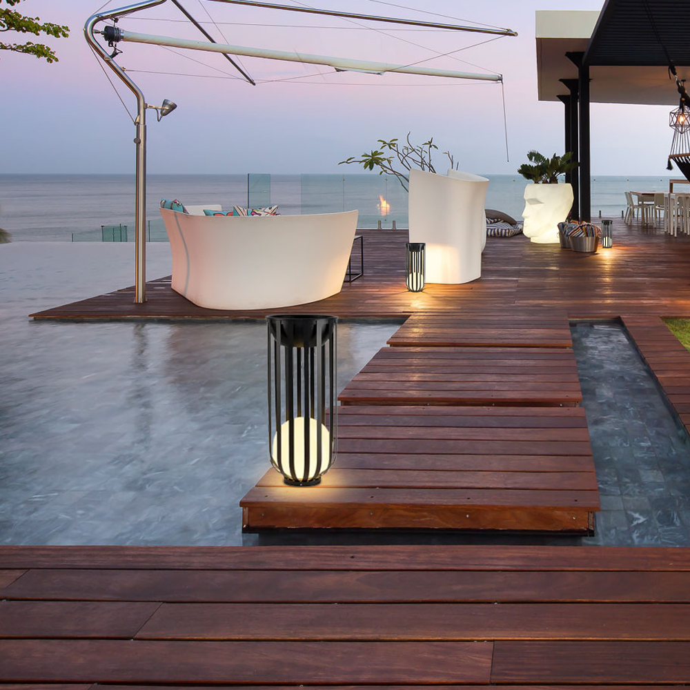 Moderne Wegelampe Schwarz Metall Laterne Außen