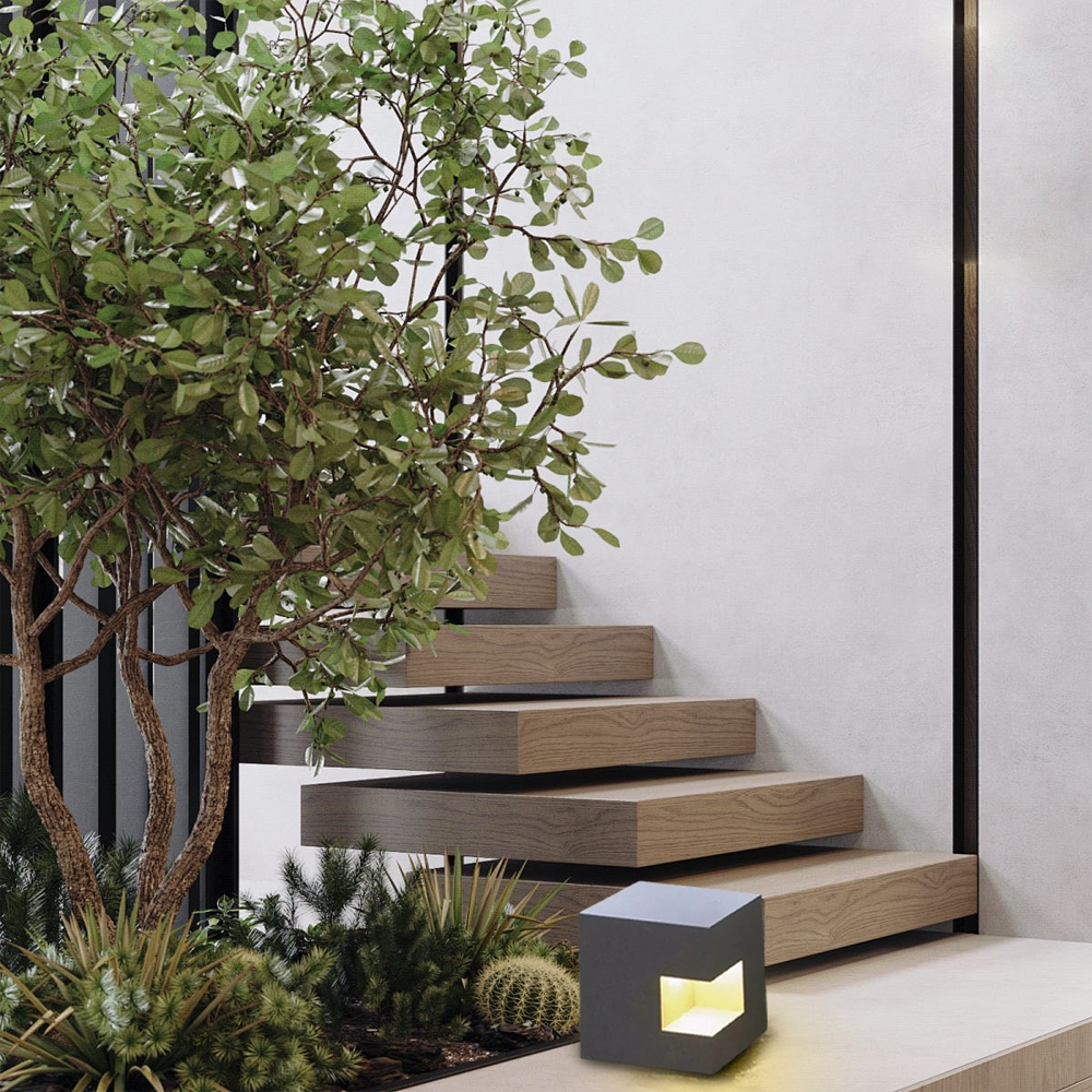 Moderne Außenlampe Grau Metall Quadratisch Außen