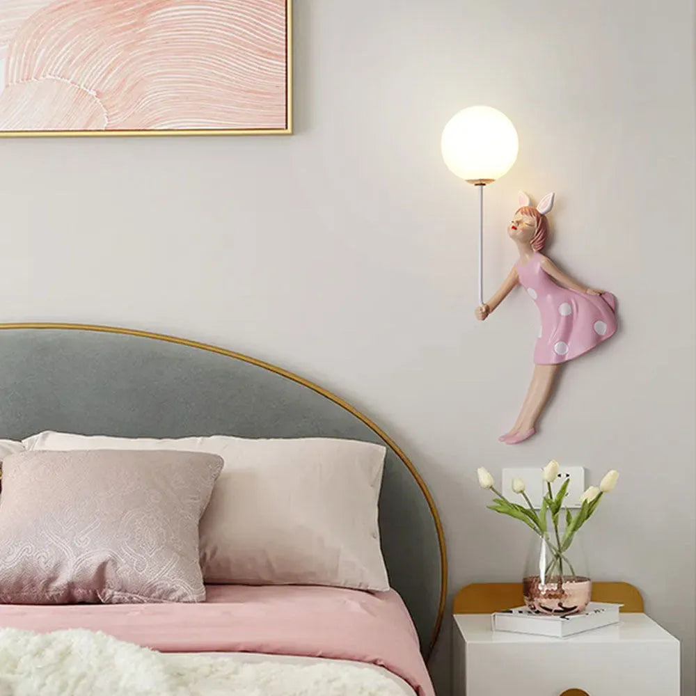 Designer Wandleuchte Acryl Rosa Schlafzimmer