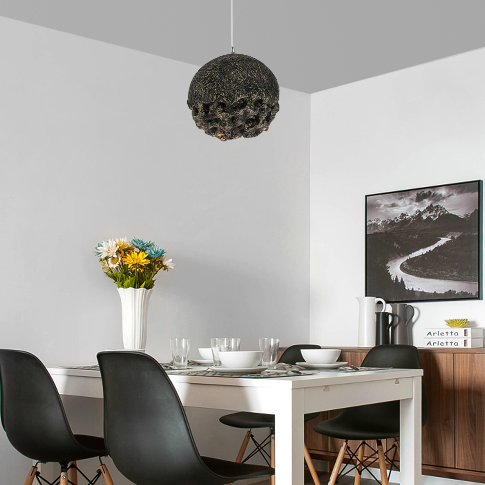 Art Deco Pendelleuchte LED Kugel Grau Resin Esszimmer