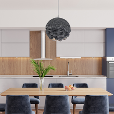 Art Deco Pendelleuchte LED Kugel Grau Resin Esszimmer