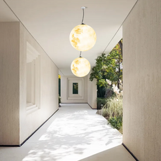 Art Deco Außenpendelleuchte LED Mond Gelb Metall/HarzSolar Garten