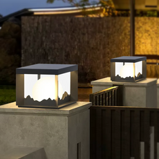 Moderne Stehlampe Schwarz Metall Acryl Säule Garten