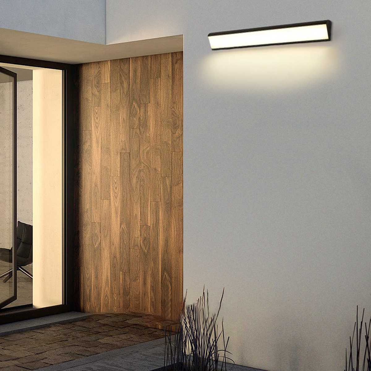 Moderne Außenwandleuchte LED Rechteckig Schwarz Metall Badzimmer/Flur/Garten