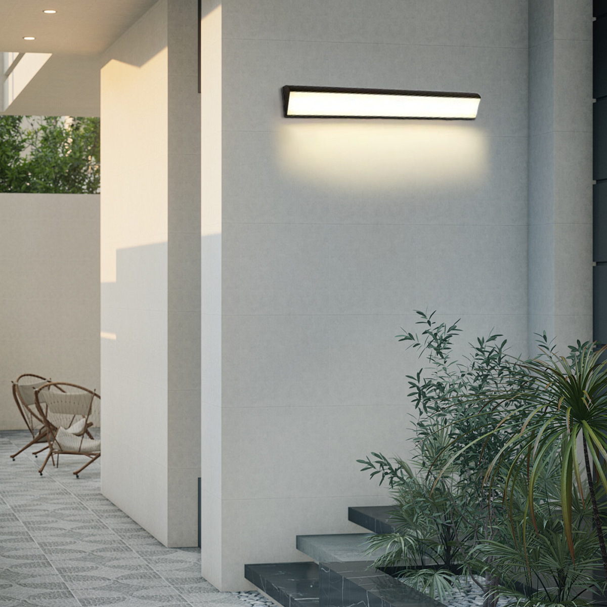 Moderne Außenwandleuchte LED Rechteckig Schwarz Metall Badzimmer/Flur/Garten