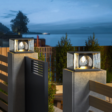Modern Außensockelleuchten LED Quadratisch Klare Metall/Glas Hof
