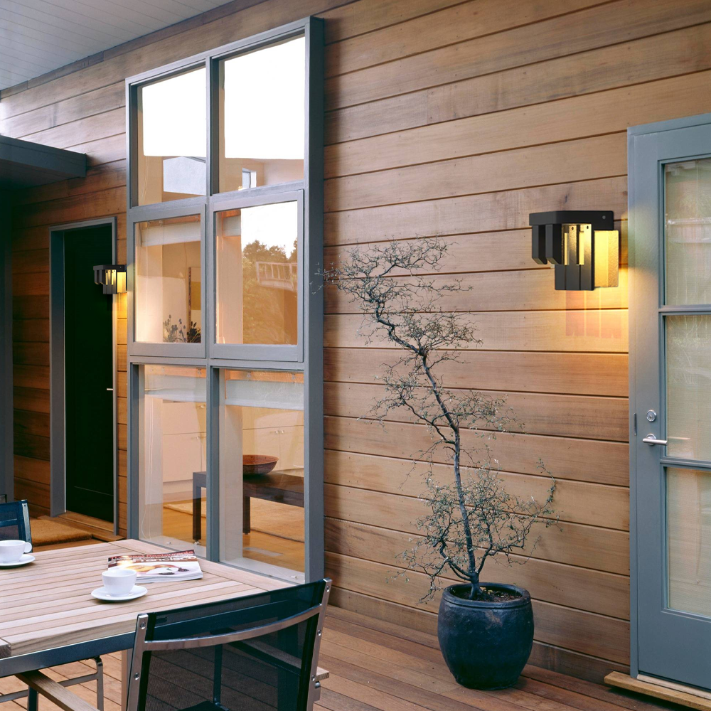 Moderne Wandleuchte Schwarzes Metall Geometrische Außenleuchte