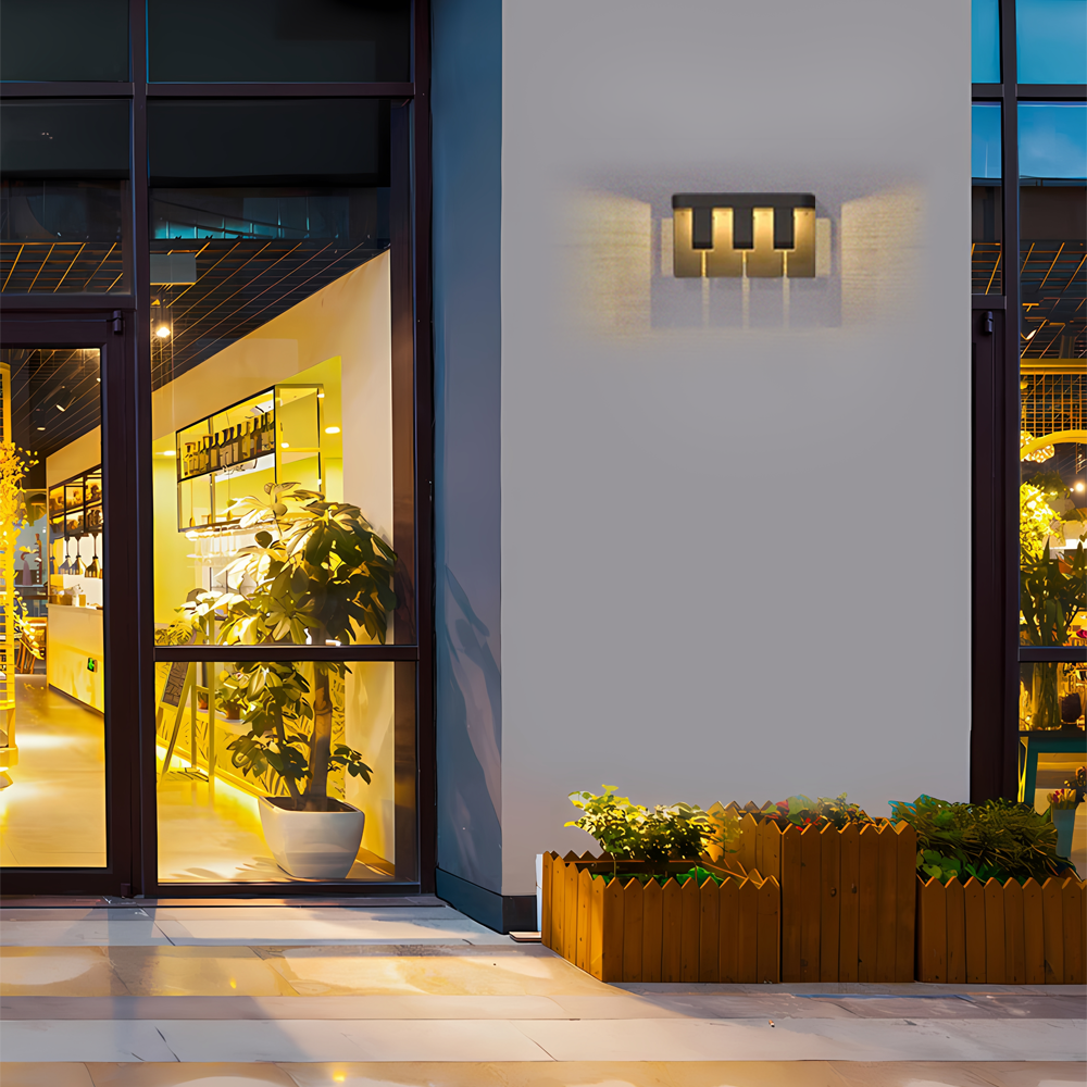 Moderne Wandleuchte Schwarzes Metall Geometrische Außenleuchte