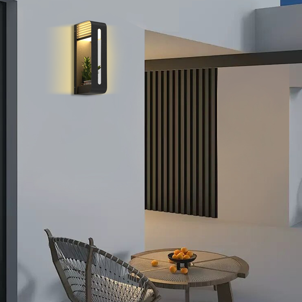 Moderne Wandleuchte Schwarz Metall Acryl Rechteckig Außen