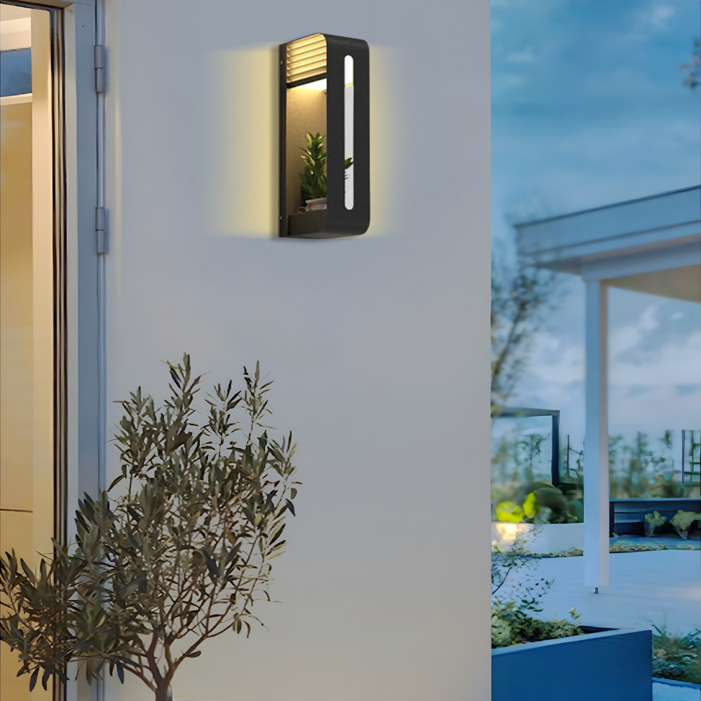 Moderne Wandleuchte Schwarz Metall Acryl Rechteckig Außen