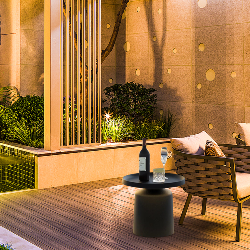 Modern Außenstehleuchte LED Zylindrisch Schwarz Metall Solar Terrasse