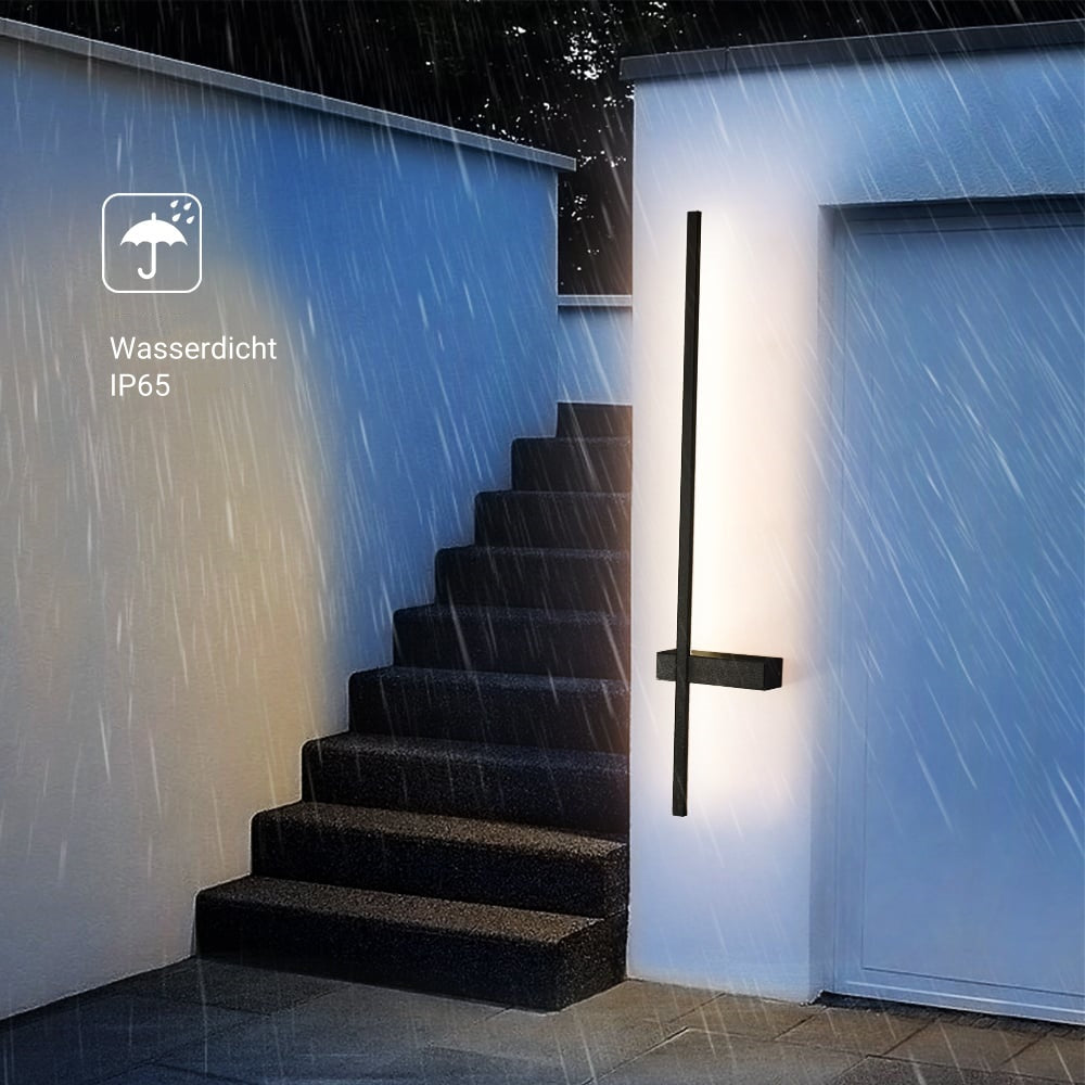 Minimalistische Außenwandleuchte LED Metall Schwarz Garten/Balkon