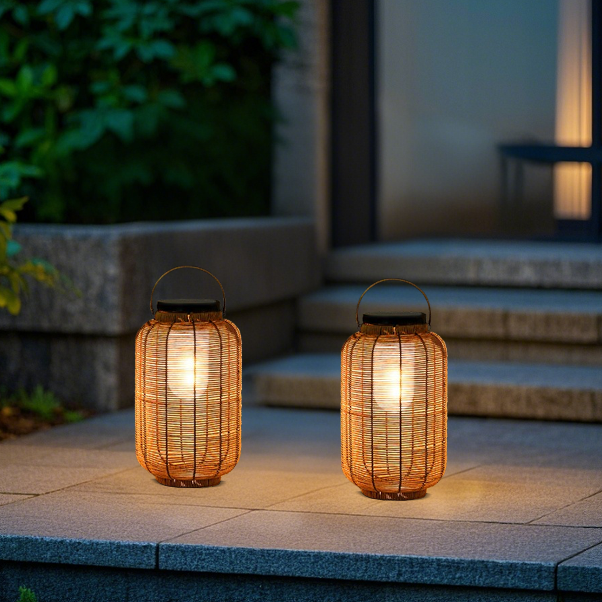 Bauernhaus Außenlampe Holz Metall Rattan Elliptisch Garten